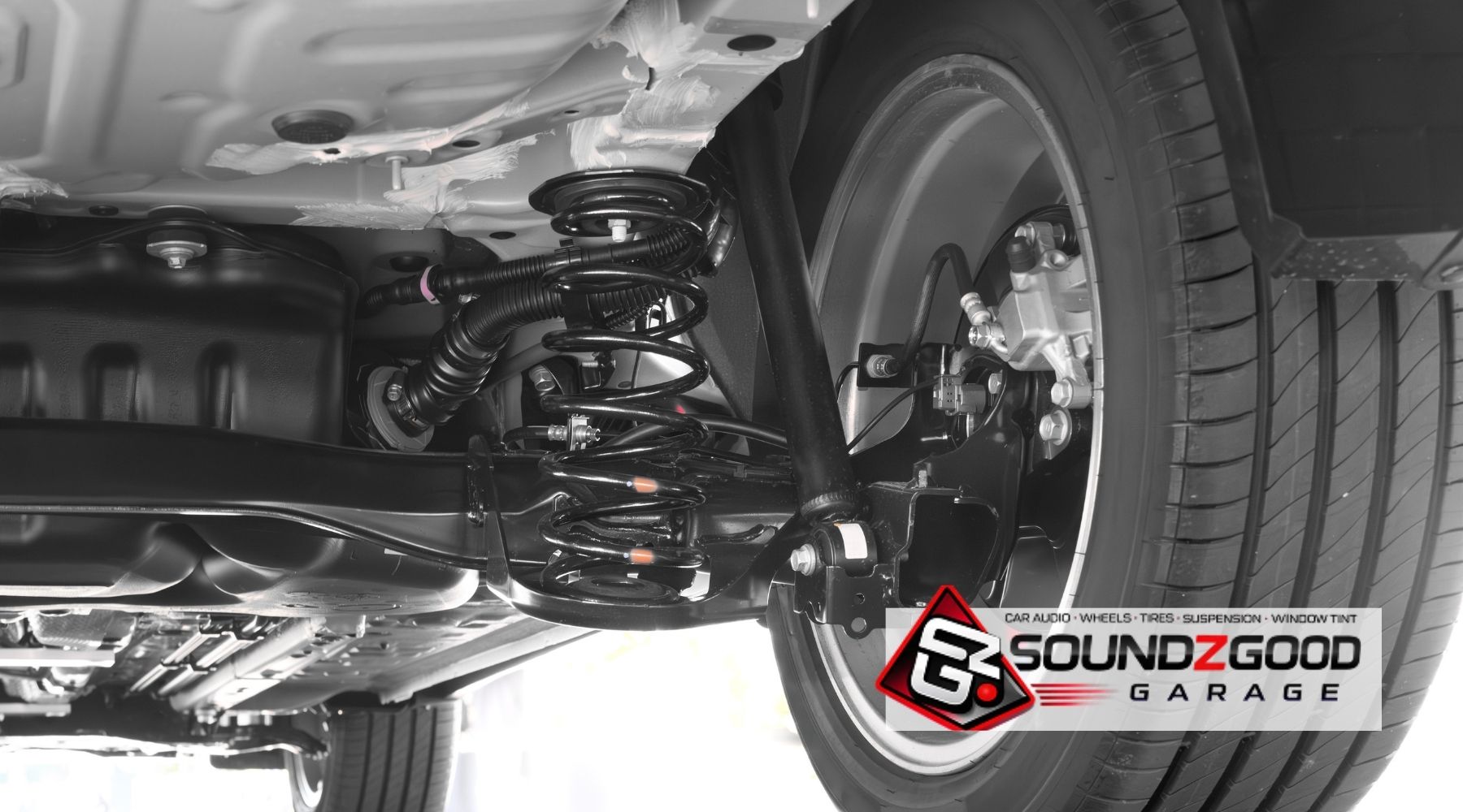 Soundz Good Garage vehicle suspension spring and wheel setup for lowering springs in Norwalk